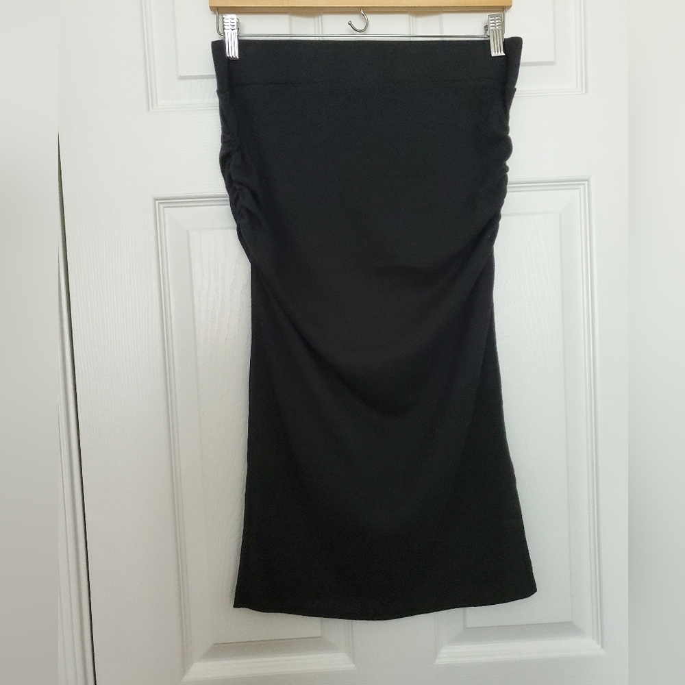Michael Stars Rae Ribbed Midi Skirt w/Slit Black Size Large Bodycon Ruching - Picture 3 of 6
